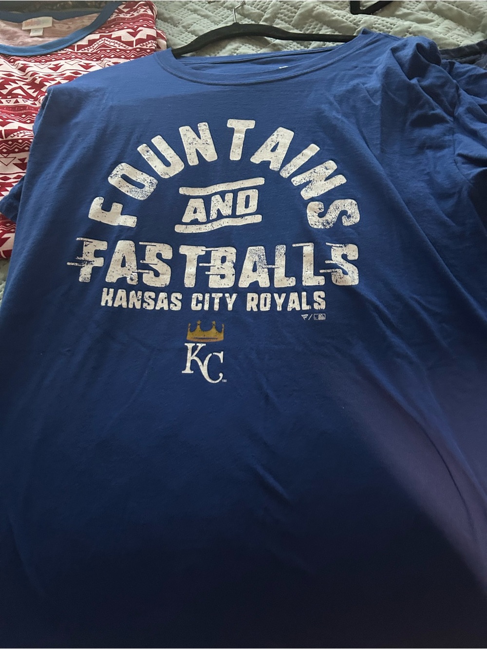 Fanatics Kansas City Royals Royal Blue Graphic Tee with White and Gold Print